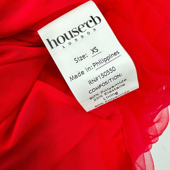 House Of Cb‎ London Noelle Off the Shoulder Ruffle Sleeve Mini Dress Red Size XS - Picture 11 of 13